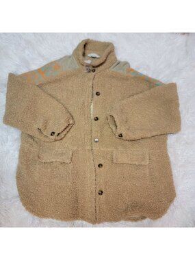 Davi & Dani Sherpa Teddy Bear Jacket Sze L Tan Embroidered Layers Outdoor Casual